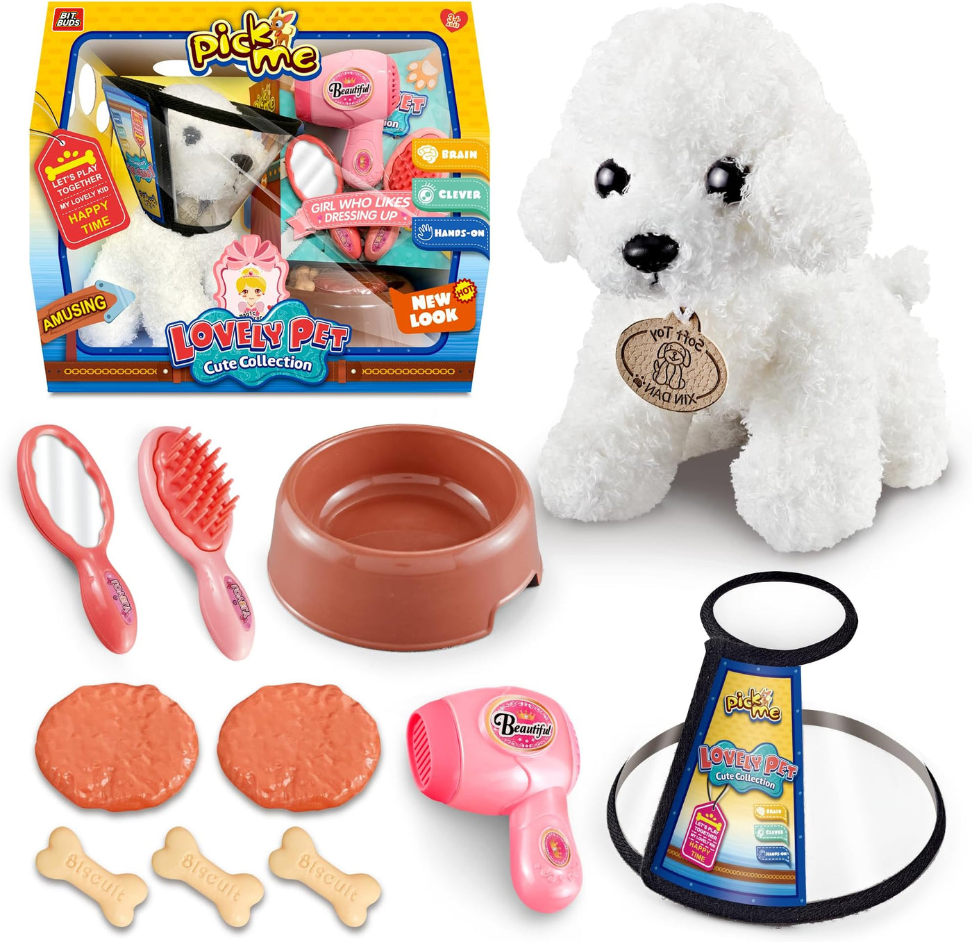 Bitbuds Dog Toys Includes Hair Dryer, Mirror for Girls and Boys Aged 3-7 Year Old