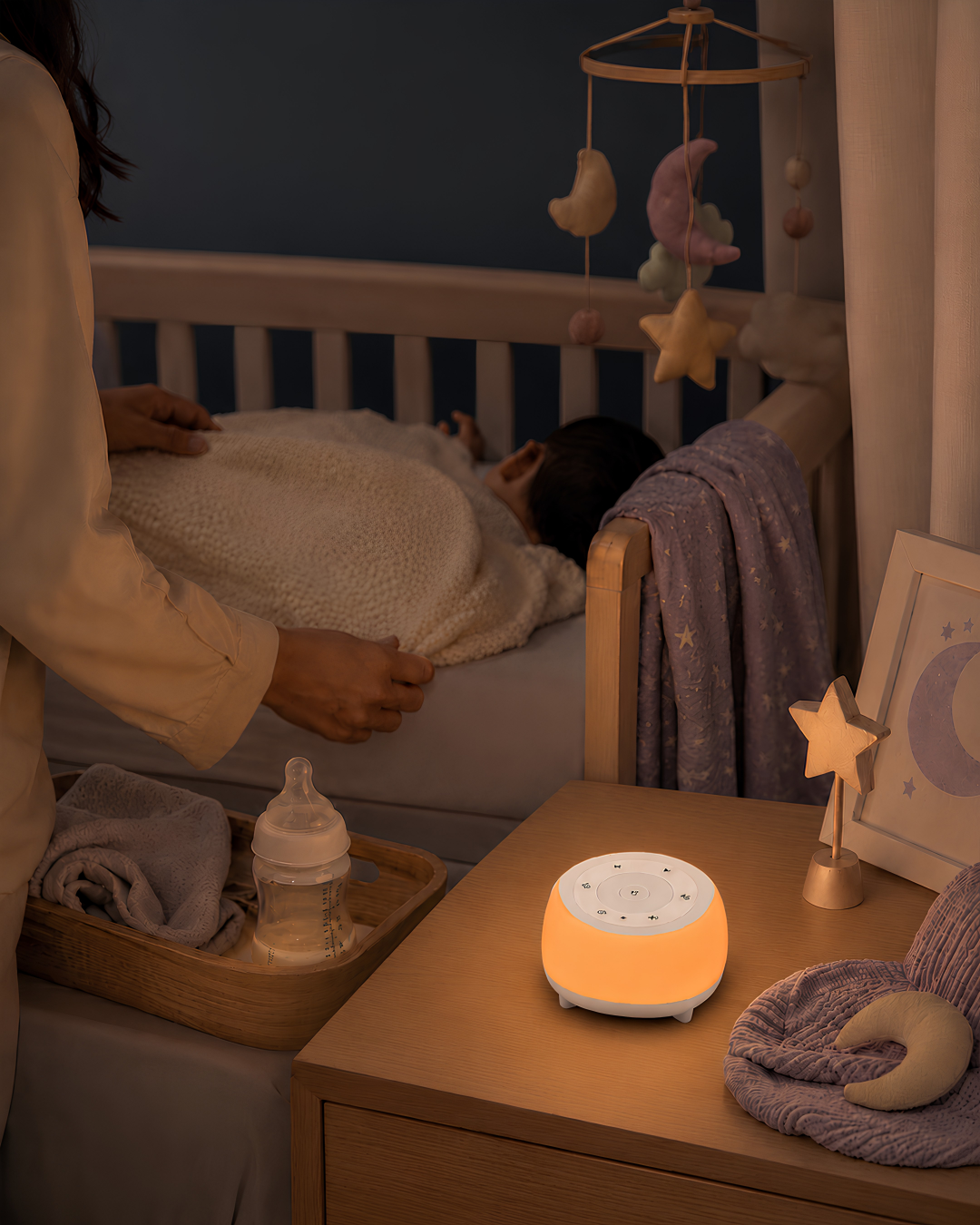 Warm nursery night light for gentle baby feeding and bedtime care